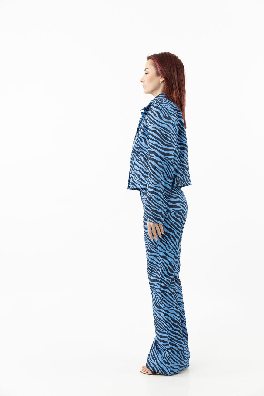 Straight jacket blue zebra print