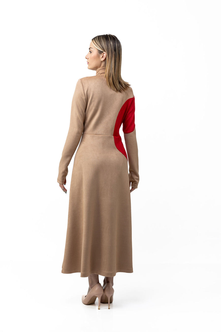 Dress Beige&Red-S