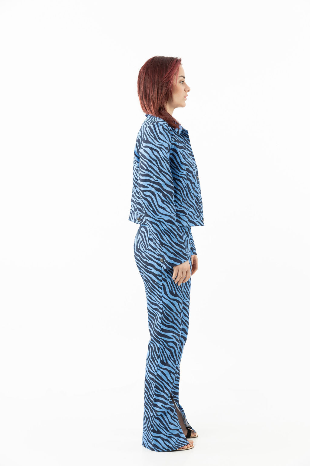 Straight jacket blue zebra print