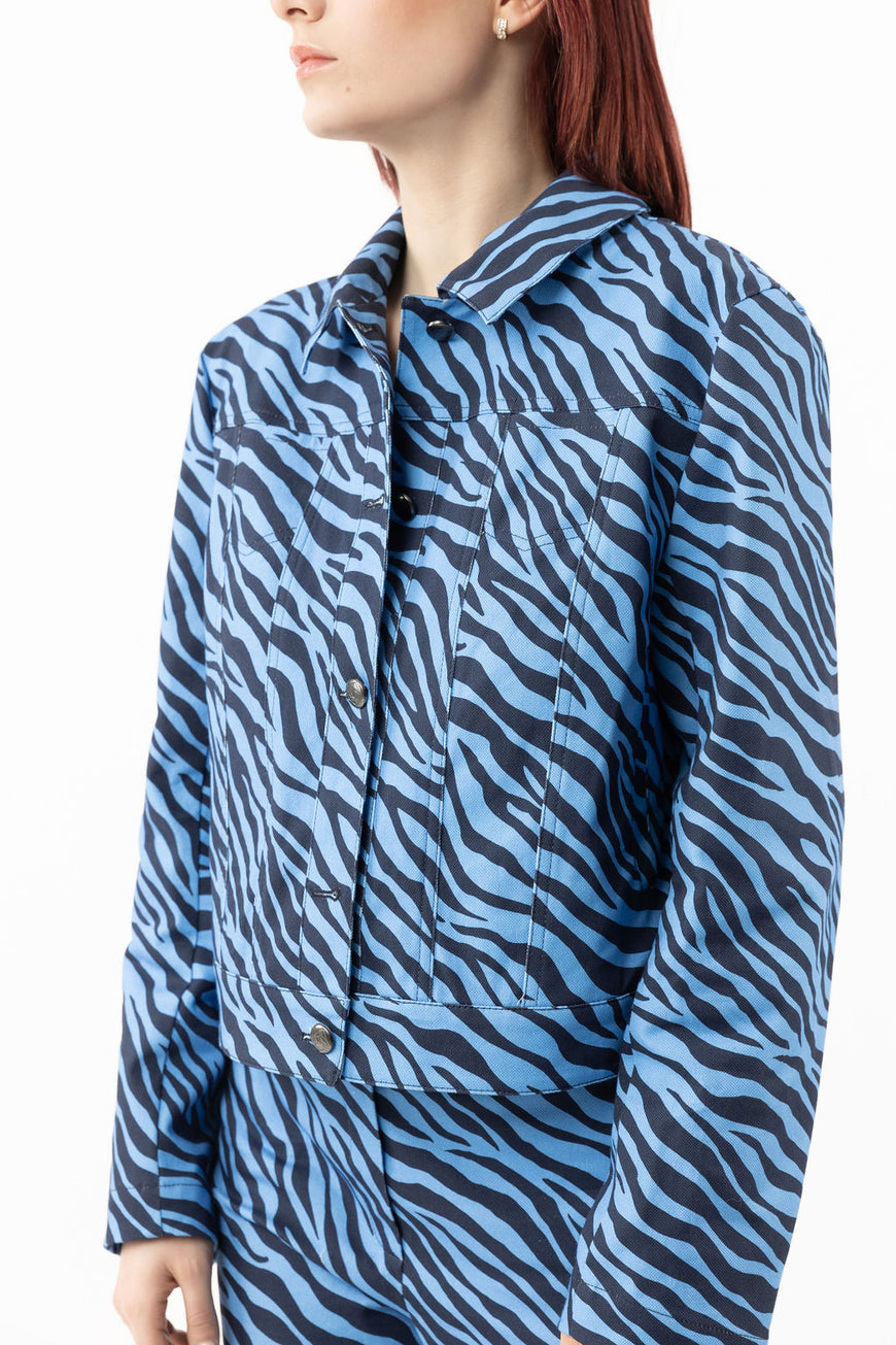 Straight jacket blue zebra print