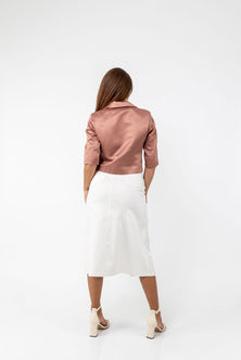 Short-cut jacket in pink shantung