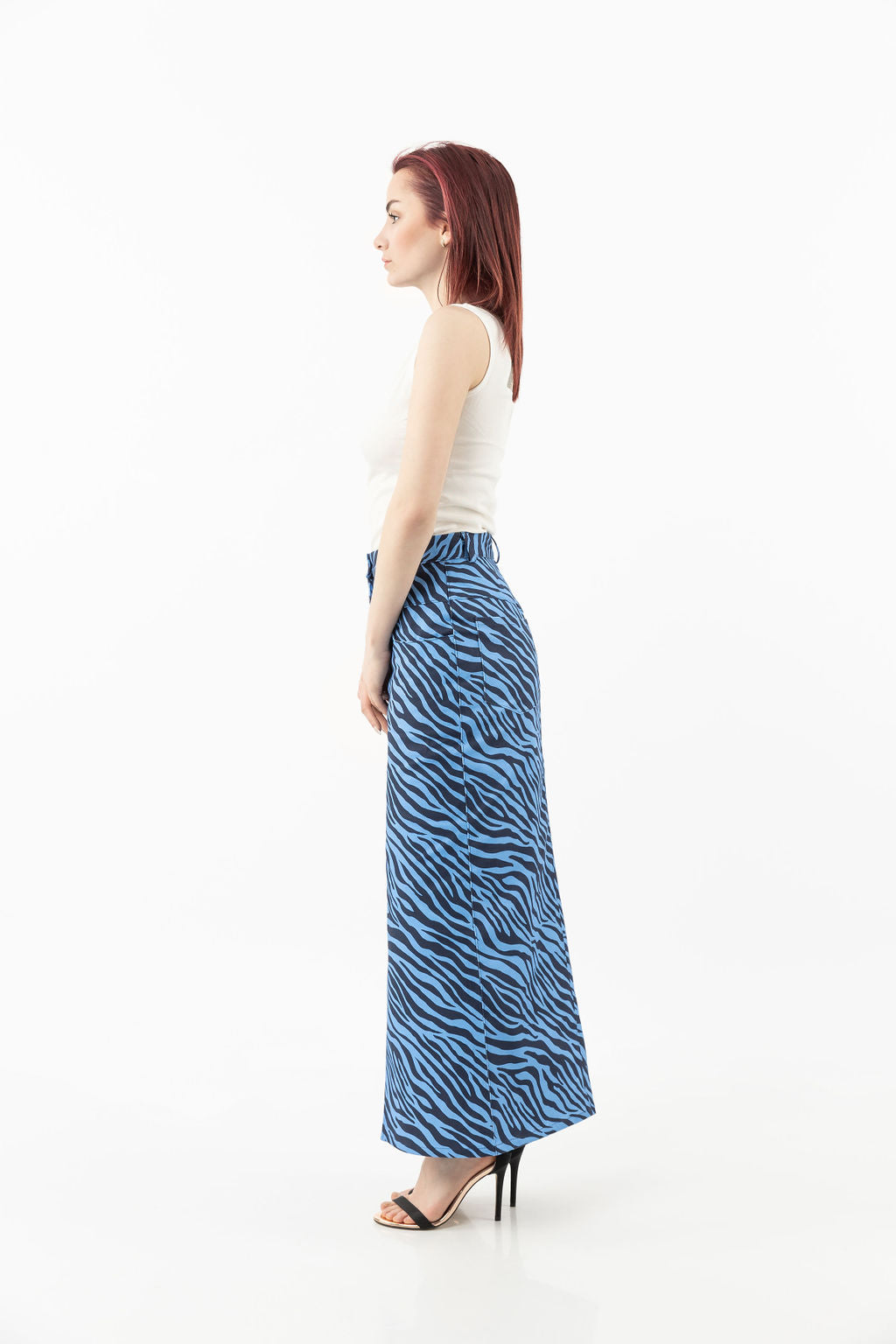 Cotton skirt in blue zebra print