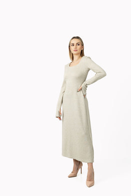 Elegant style dress in beige tricot