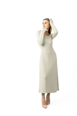 Elegant style dress in beige tricot