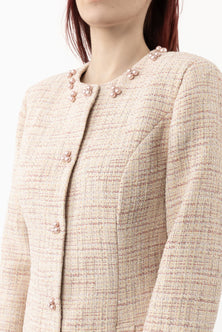 JACKET PINK BOUCKLE LONG HALF CLOSH – Side view – Silvy Rowson