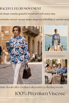 Loose shirt in blue melange