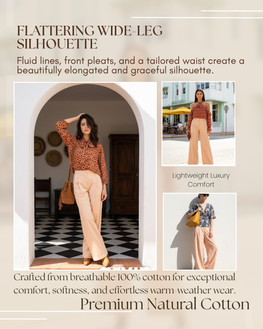 Pants wide-leg CRISTEN cotton