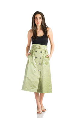 Middle length green skirt