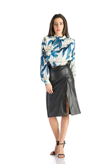 Leather skirt middle length