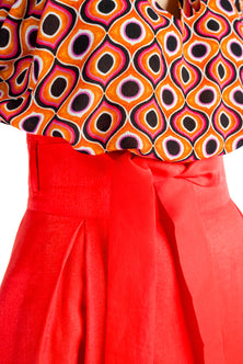 A-line red skirt – Side view – Silvy Rowson