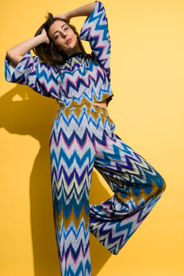 Многоцветен панталон с широки крачоли