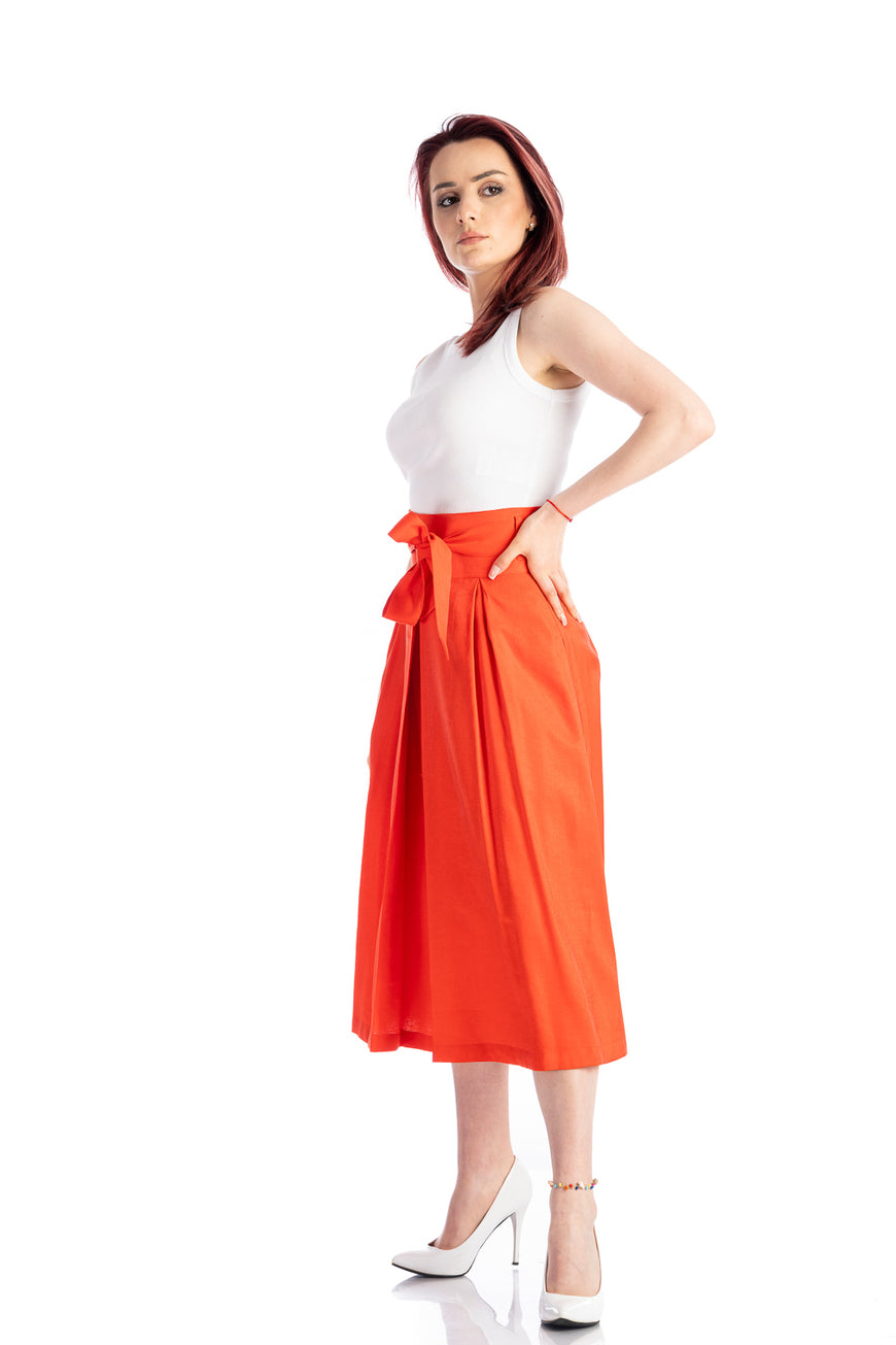 A-line red skirt