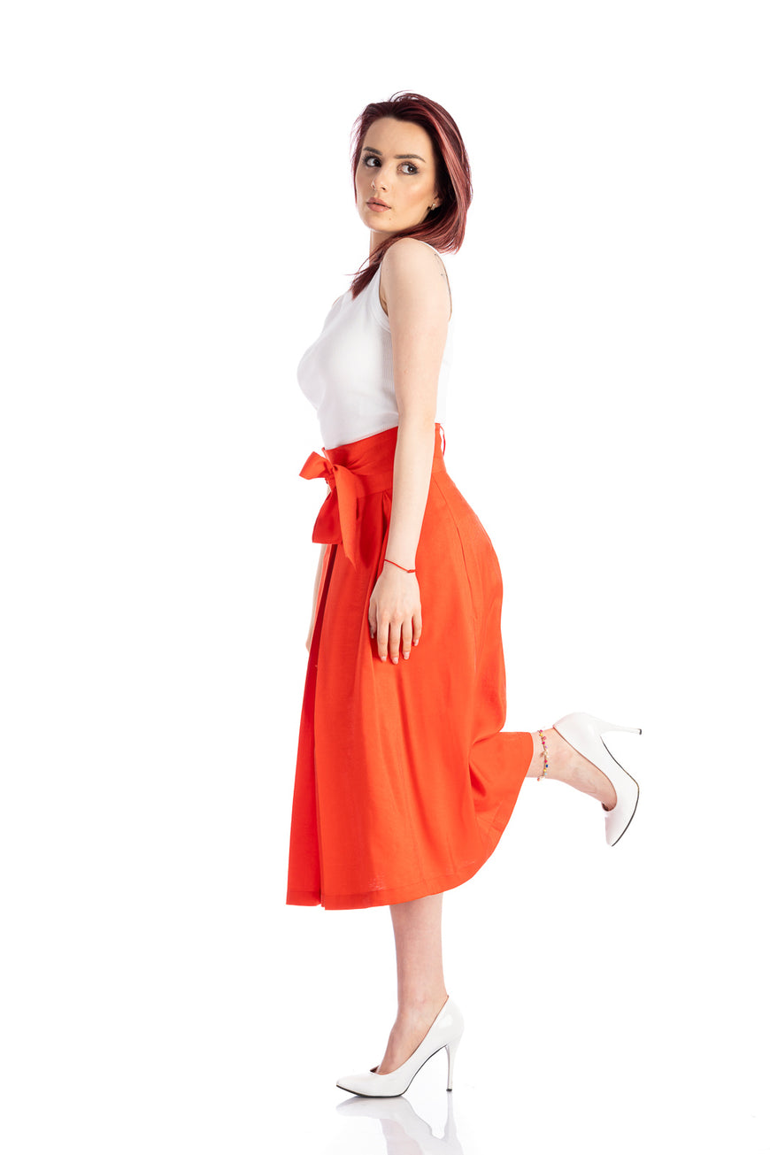 A-line red skirt