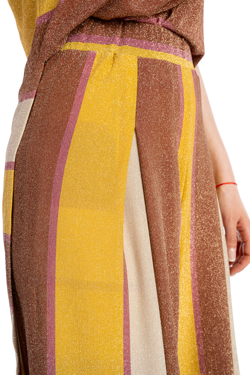 Wide-leg viscose pants in yellow