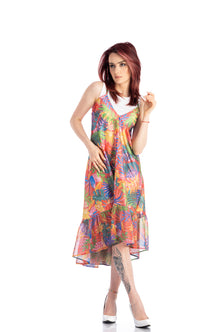 Midi tropic summer dress with laces on the back