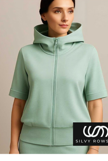 Mint Zip-Up Cropped Hoodie