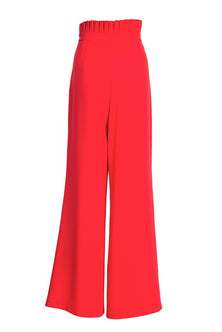 Raspberry Flared Trousers With Pleated Belt
