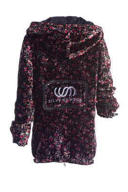 Luxury sports set Floral velvet – Back view – Silvy Rowson