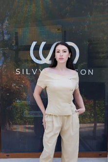Sand Linen Tapered Pants