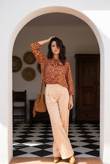 Pants wide-leg CRISTEN cotton