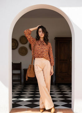Pants wide-leg CRISTEN cotton