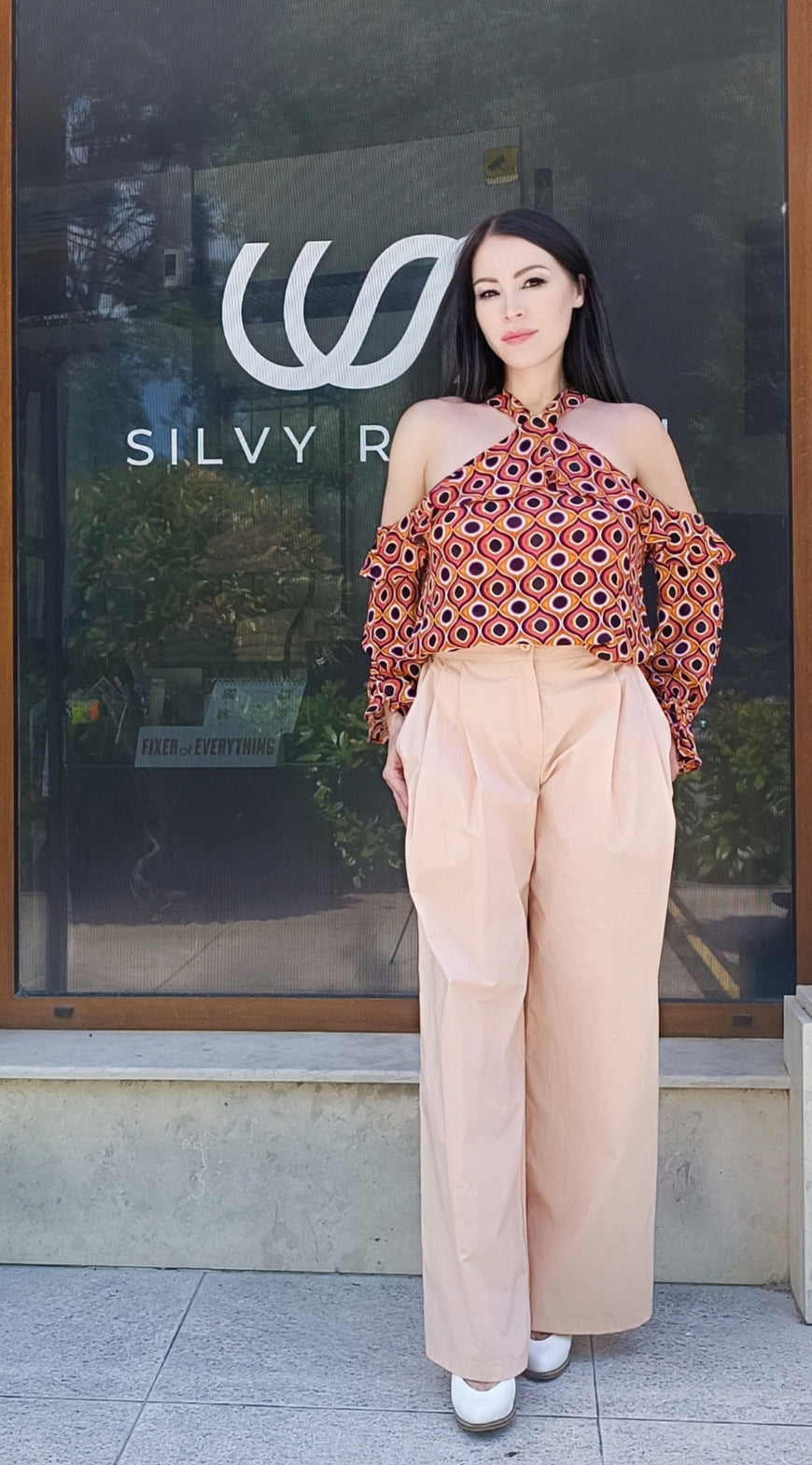 Pants wide-leg CRISTEN cotton