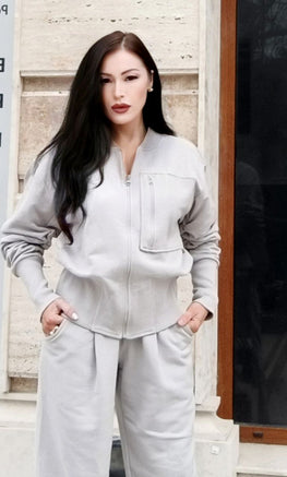 Bomber knit jacket Grey