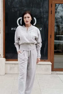 Wide-leg sporty banana pants