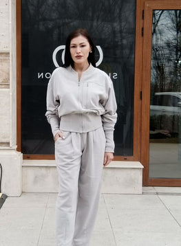 Wide-leg sporty banana pants
