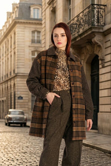 Mid-Length Plaid Wool Coat with Tweed | Silvy Rowson