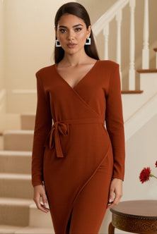 Knitted dress hugg me style in rusty brown