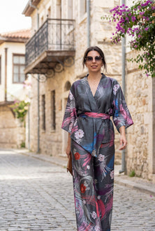 Wide-leg satin trousers