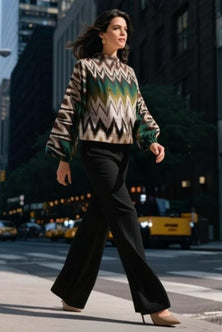 Multicoloured blouse 3/4 sleeves in brown