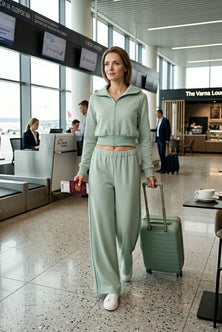 Mint Zip-Up Cropped Hoodie