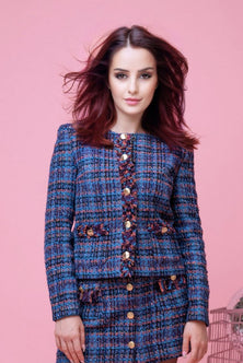 Short coat blue boucle