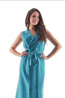 Turquoise Georgette retro midi dress