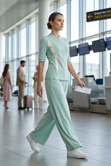 Blouse with zipper in mint tricot