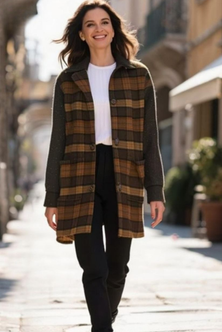 Mid-Length Plaid Wool Coat with Tweed | Silvy Rowson
