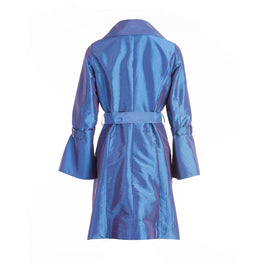 Raincoat with wide lapel in blue chameleon