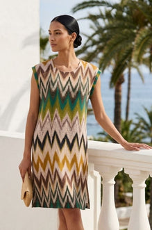 Sleeveless tunic in brown melange