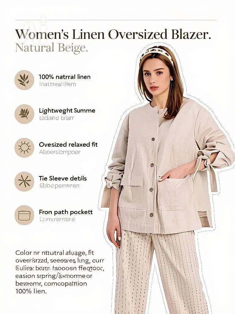 Linen jacket with ribbons on the sleeves