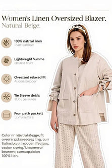 Linen jacket with ribbons on the sleeves