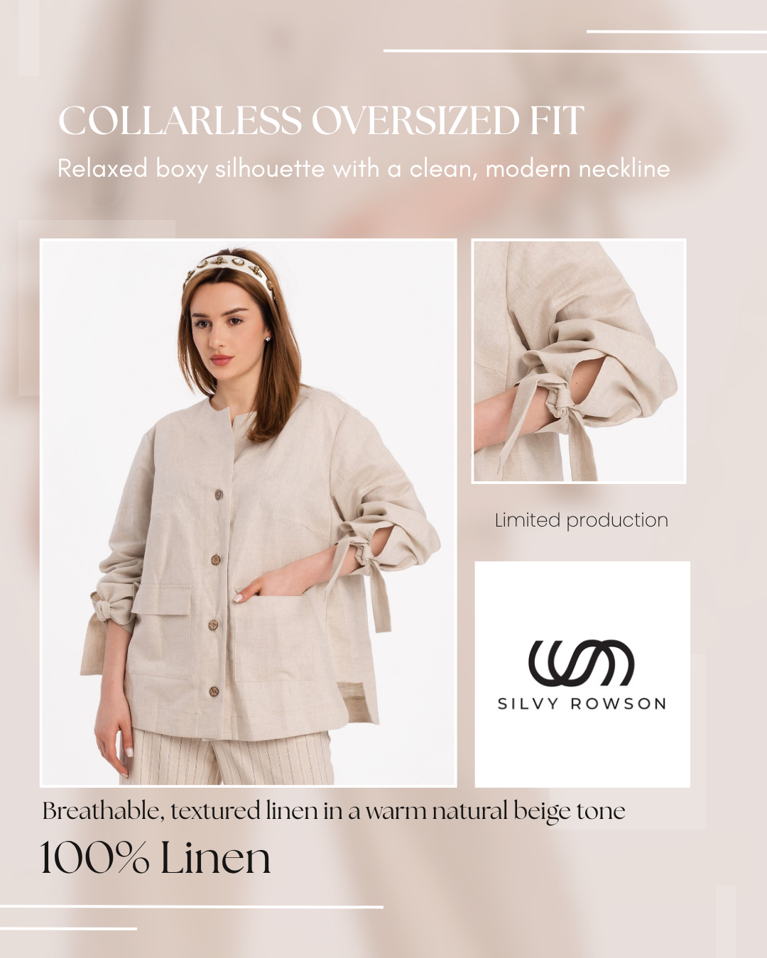 Linen jacket with ribbons on the sleeves