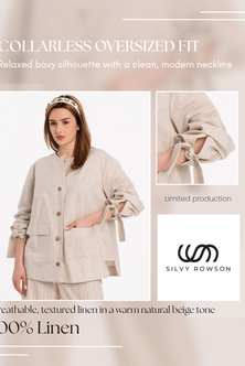 Linen jacket with ribbons on the sleeves