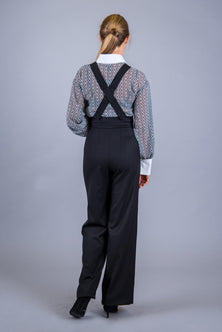 Floral Print Blouse with White Collar & Cuffs