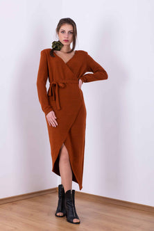 Knitted dress hugg me style in rusty brown