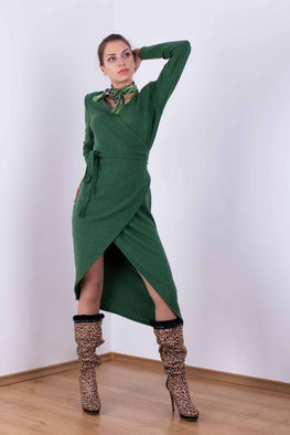 Плетена рокля "Прегърни ме" в зелено