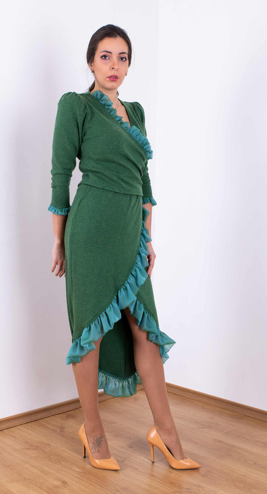 Knitted skirt Hugg me style in green