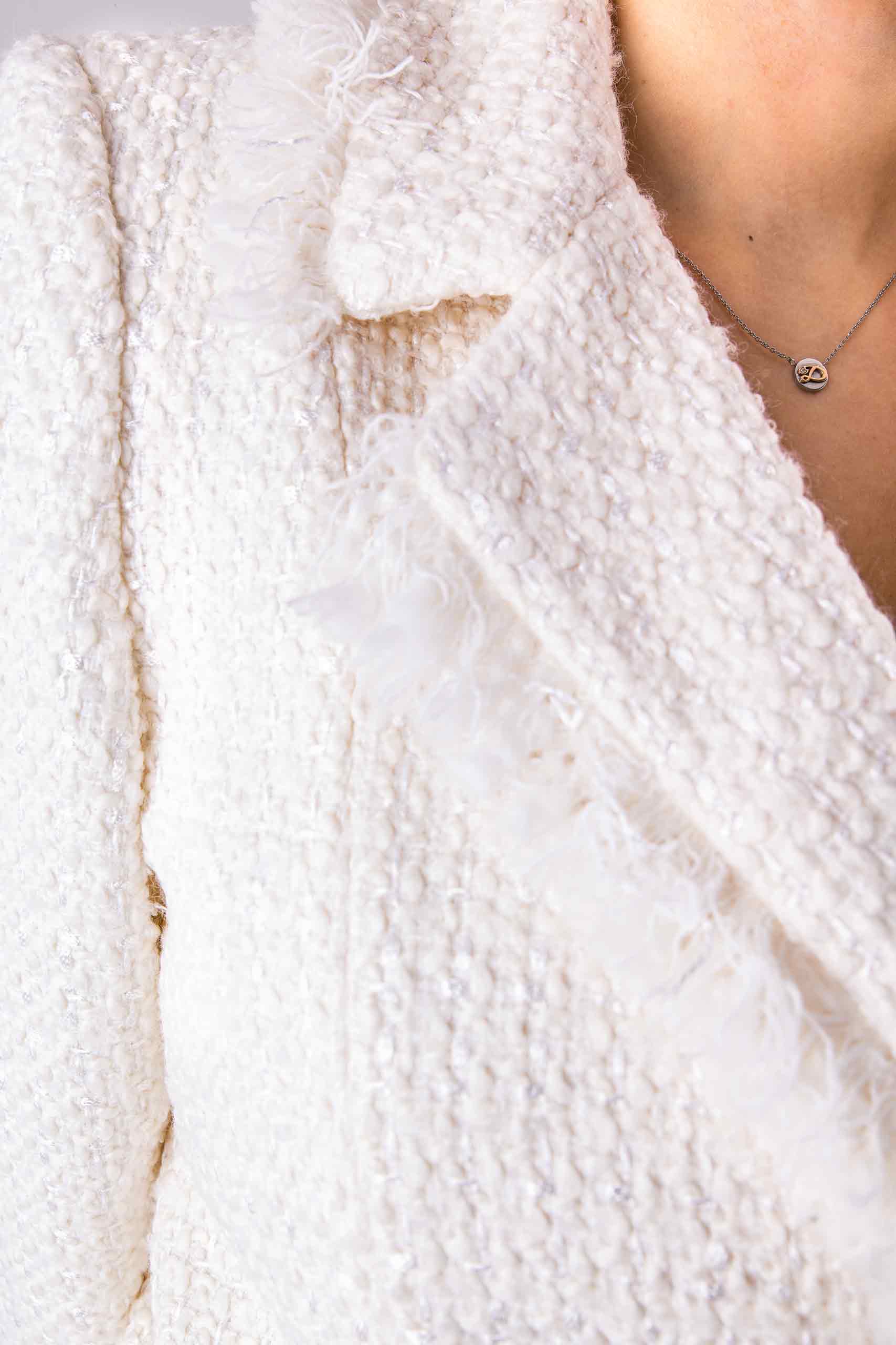 Boucle jacket in white – Side view – Silvy Rowson