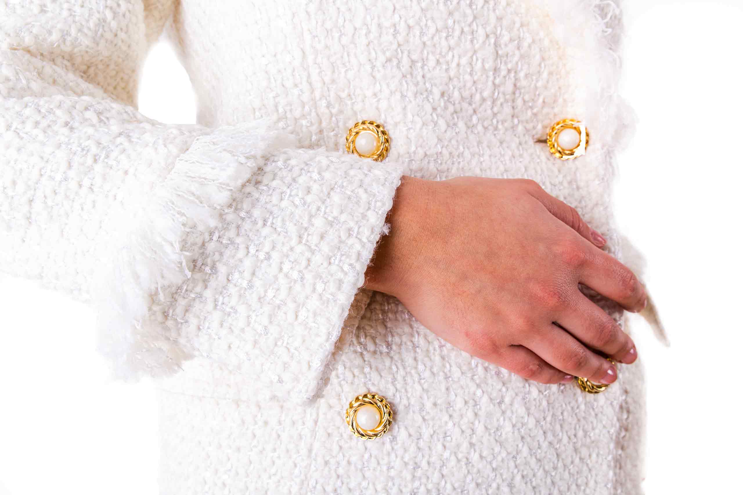 Boucle jacket in white – Back view – Silvy Rowson